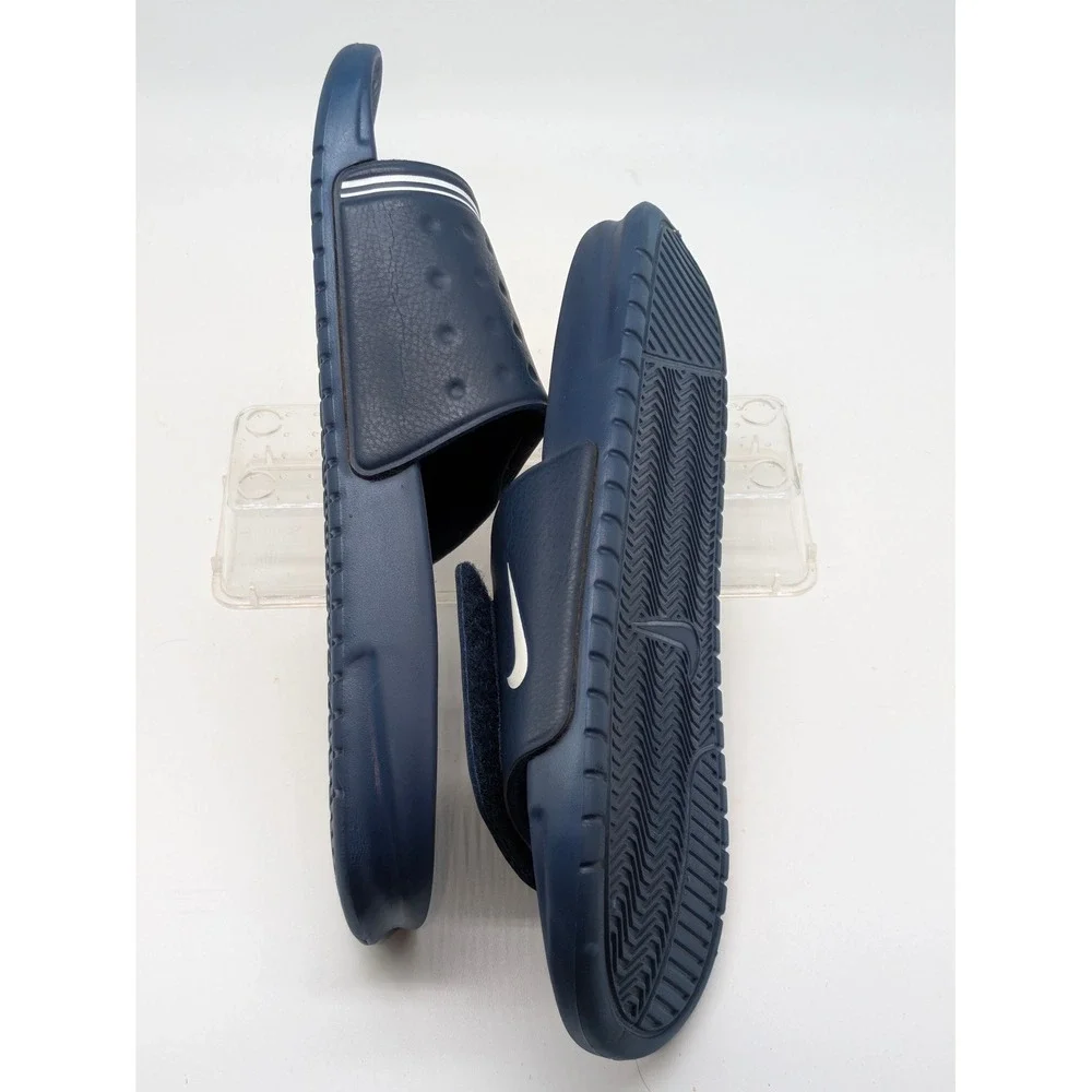 Nike Benassi JDI Men's Slide Sandals Navy Blue White Logo Size 9 Adj Strap